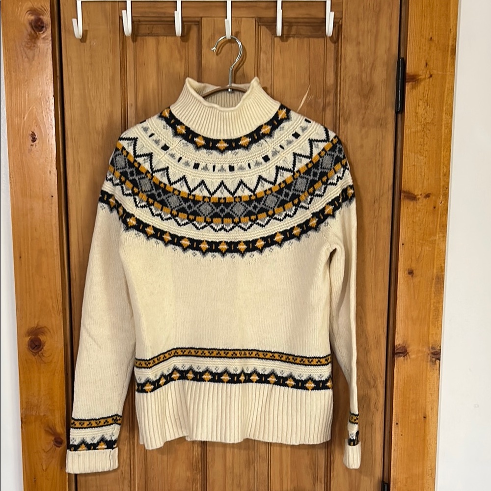 J. Crew Cream and Black Nordic Knit Sweater